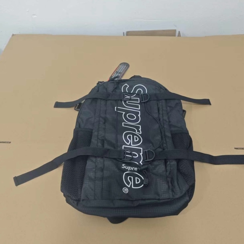 Supreme Black Backpack Durable Fabric Classic Design